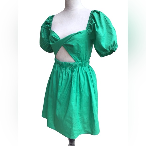 Le Lis Collection Green Puff Sleeve Mini Dress Size Small NWT - Picture 1 of 7